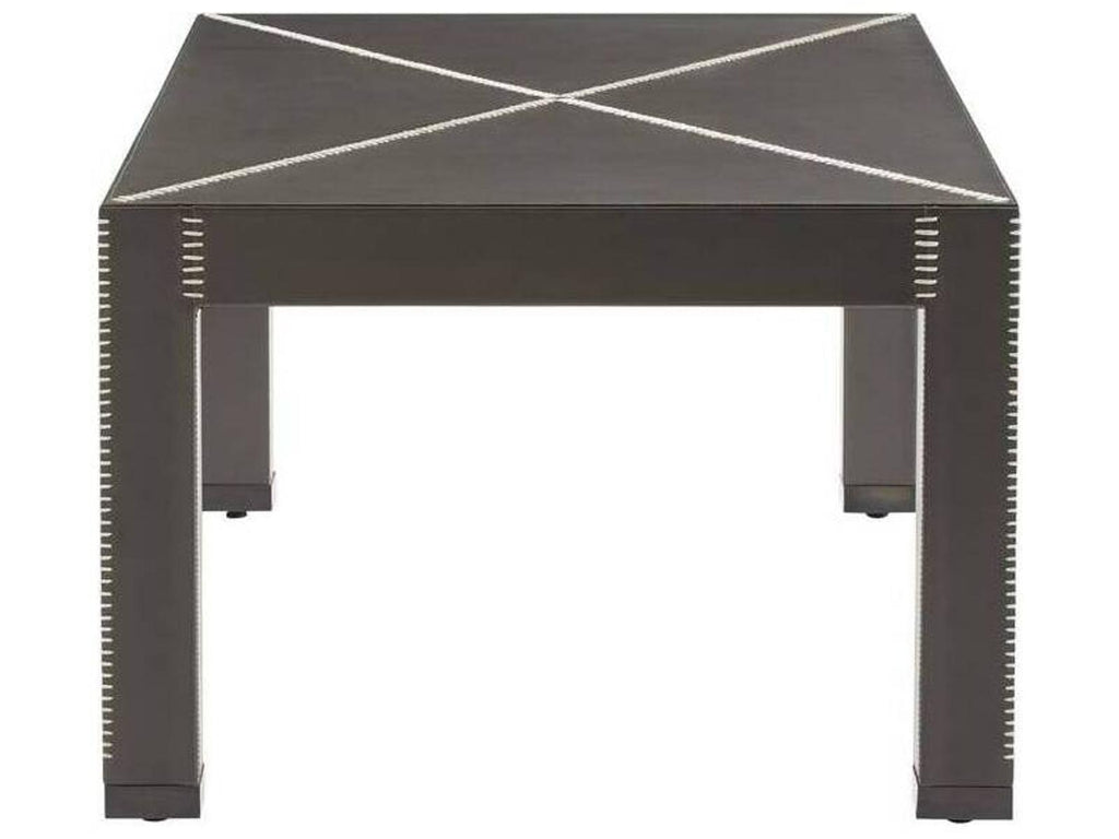 Rectangular Leather Dim Gray Blackened Bronze Hidalgo Coffee Table
