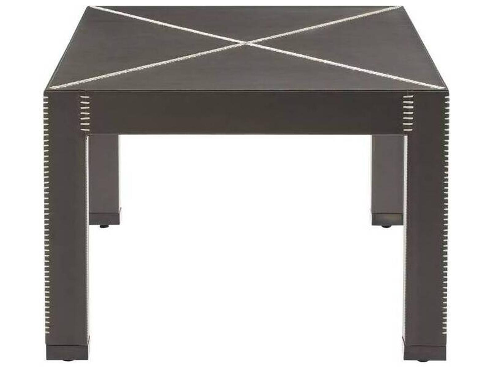 Rectangular Leather Dim Gray Blackened Bronze Hidalgo Coffee Table