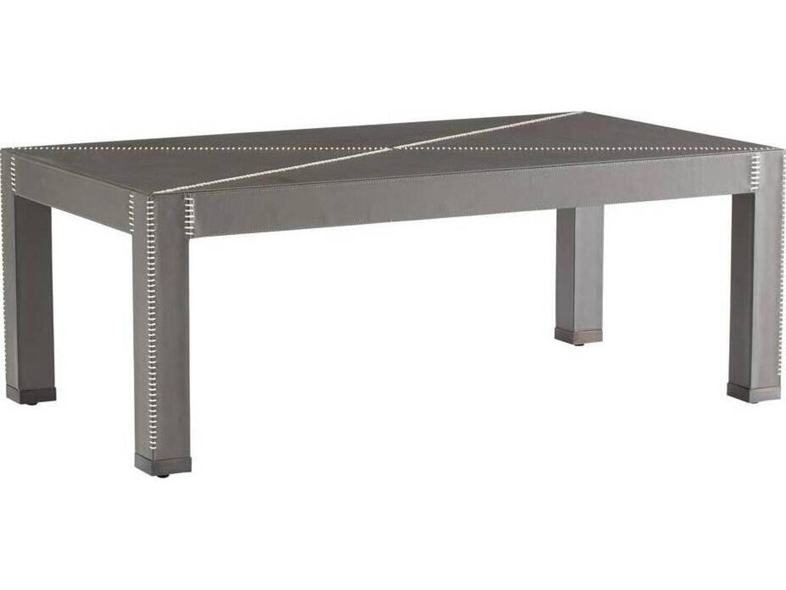 Rectangular Leather Dim Gray Blackened Bronze Hidalgo Coffee Table