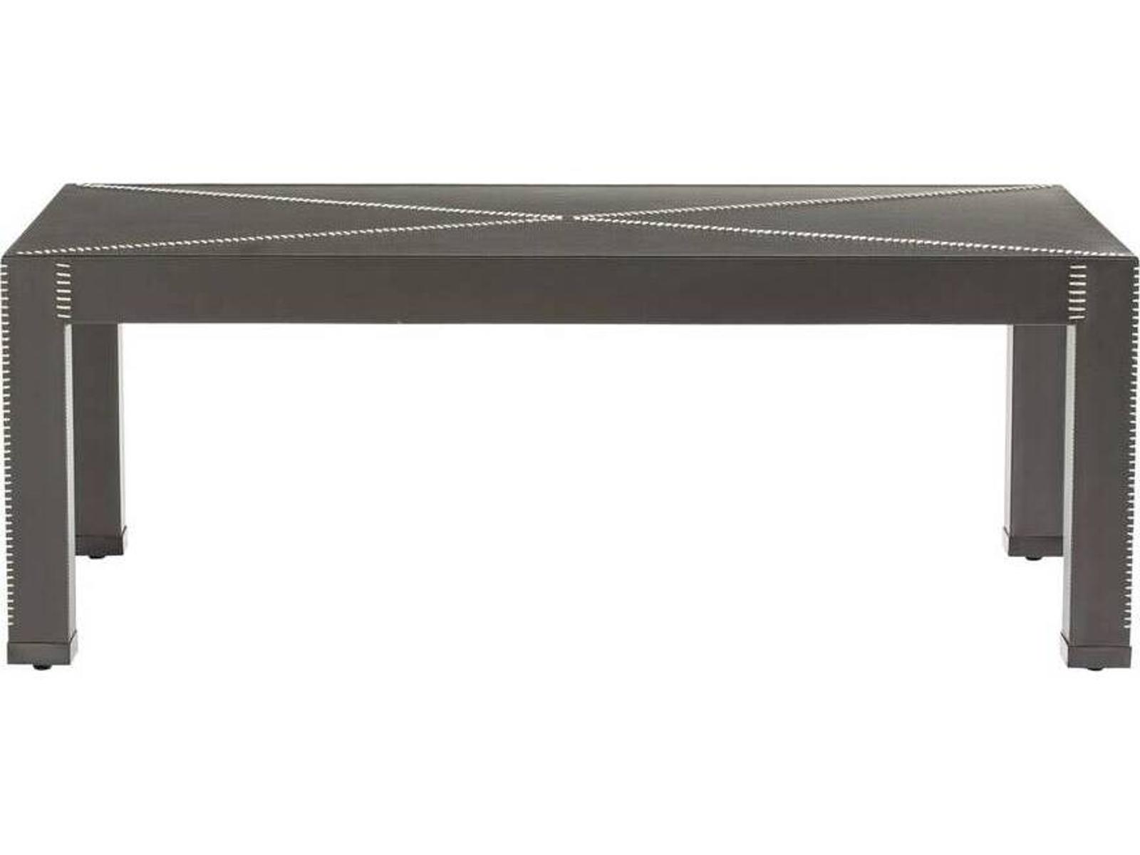 Rectangular Leather Dim Gray Blackened Bronze Hidalgo Coffee Table