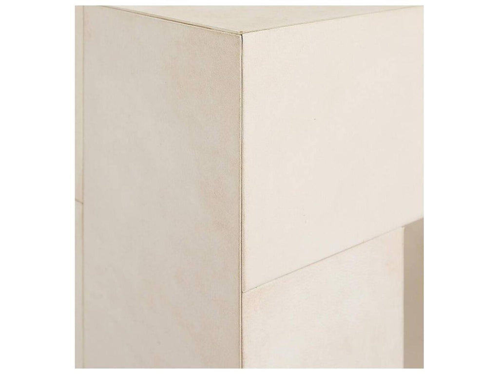 Madelyn Rectangular Coffee Table in Ivory Vellum and Antique Brass