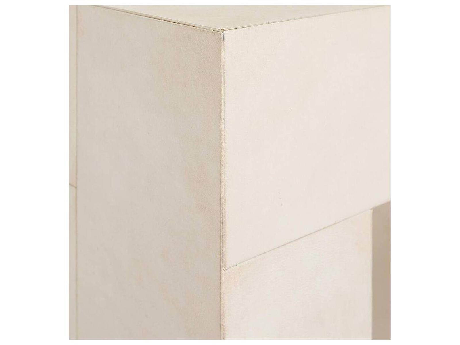 Madelyn Rectangular Coffee Table in Ivory Vellum and Antique Brass