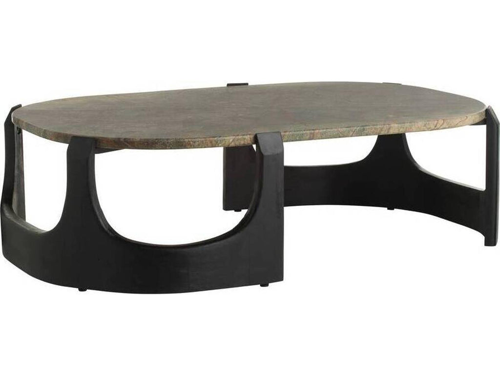 Lorena Oval Coffee Table in Natural Jungle Marble and Ebony