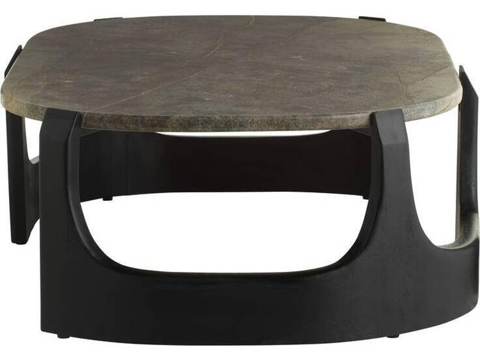 Lorena Oval Coffee Table in Natural Jungle Marble and Ebony