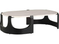 Lorena Oval Marble Coffee Table with Ebony Wood Base