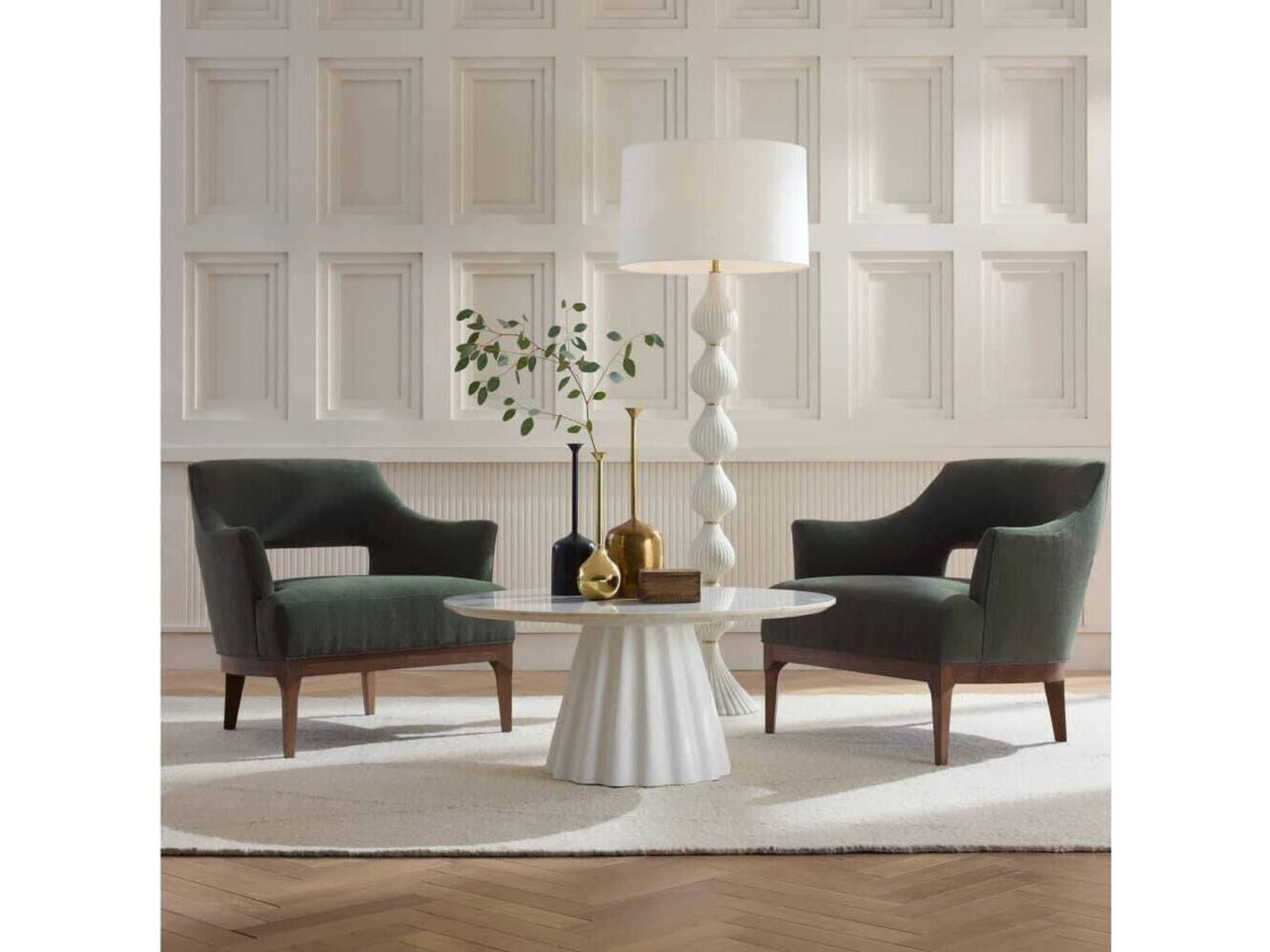 Rinny Round Marble Coffee Table in White