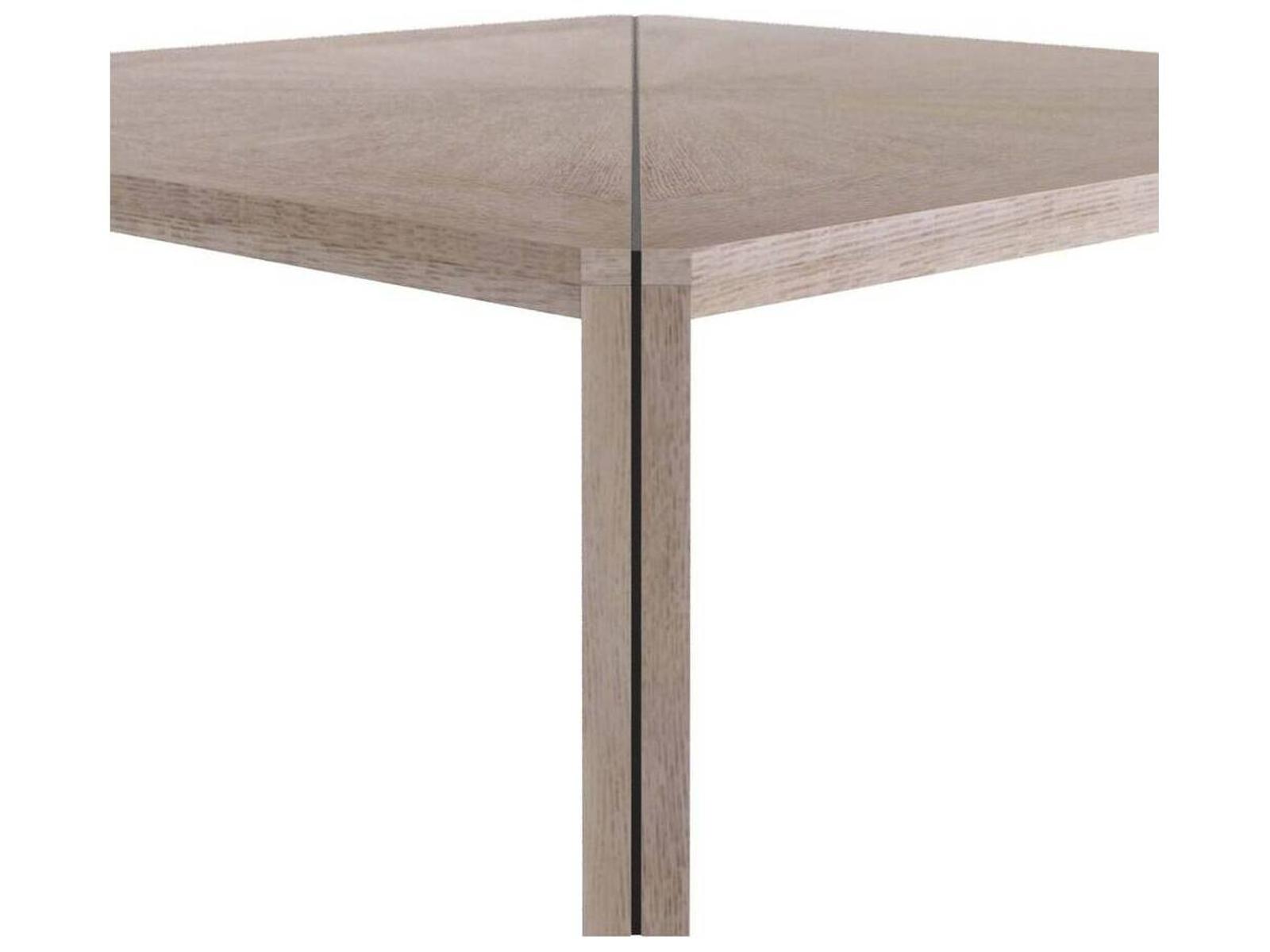 Vancouver Square Coffee Table in Smoke Oak Veneer and Antique Brass