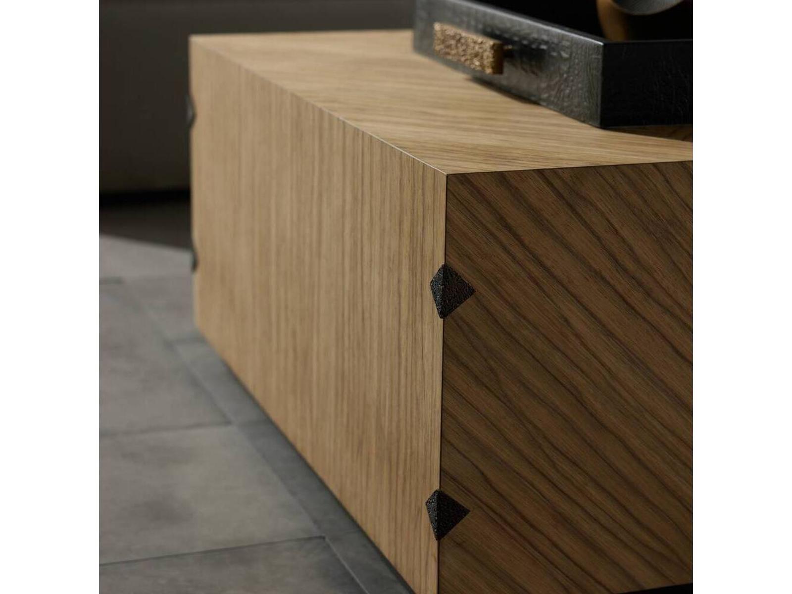 Zuki Rectangle Coffee Table in Bronze and Ofram Veneer