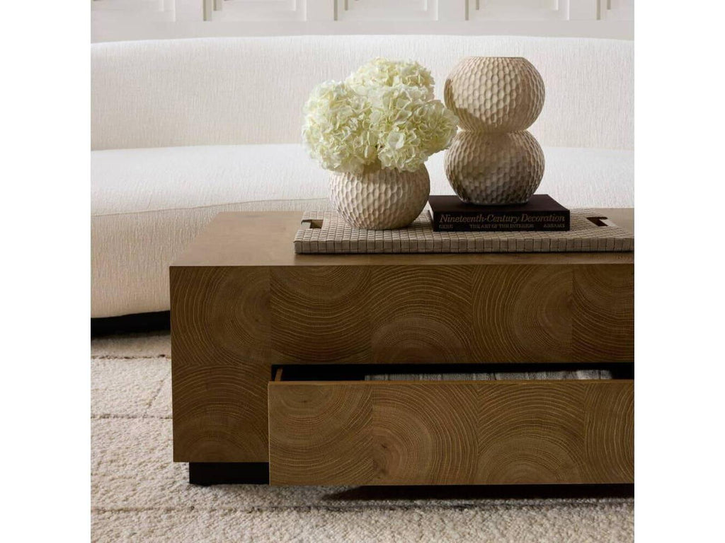 Justice Oyster Cut Oak Veneer Coffee Table with Drawer