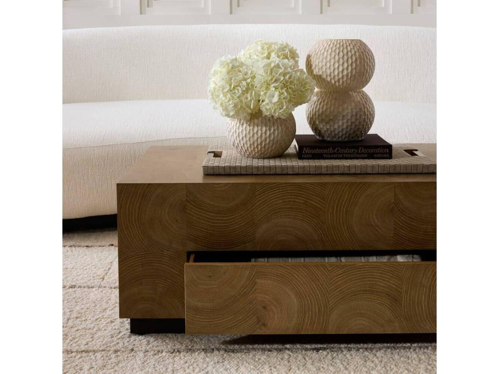 Justice Oyster Cut Oak Veneer Coffee Table with Drawer