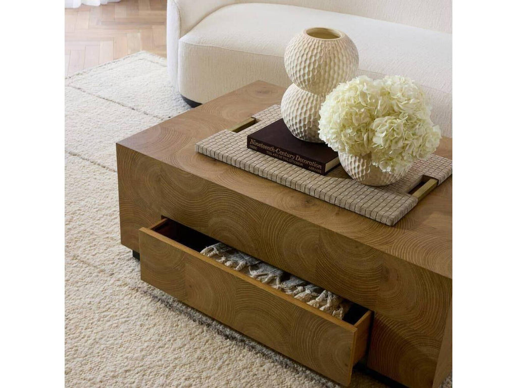 Justice Oyster Cut Oak Veneer Coffee Table with Drawer