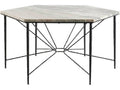 Estrella Hexagon Dining Table in Toronto Leathered Marble and Blackened Iron