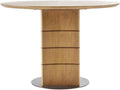 Vetralla 44-Inch Round Dining Table in Oyster Oak Veneer and Antique Brass