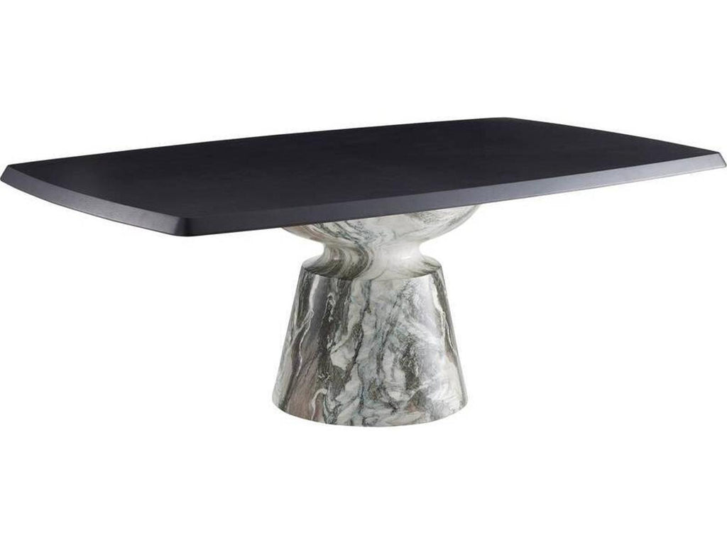 Forgey Rectangle Dining Table in Ebony Oak Veneer and Verde Faux Marble