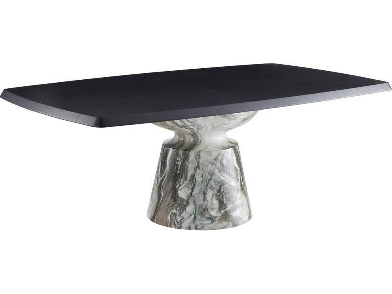 Forgey Rectangle Dining Table in Ebony Oak Veneer and Verde Faux Marble