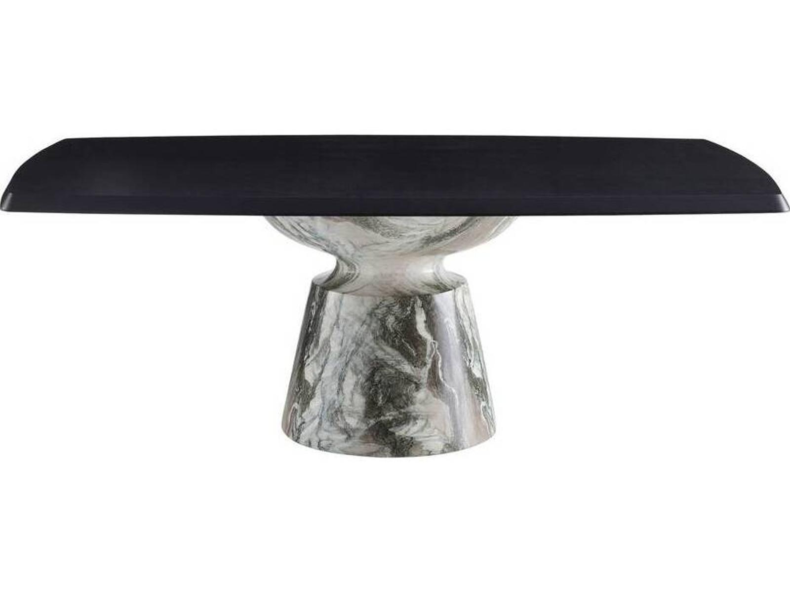 Forgey Rectangle Dining Table in Ebony Oak Veneer and Verde Faux Marble