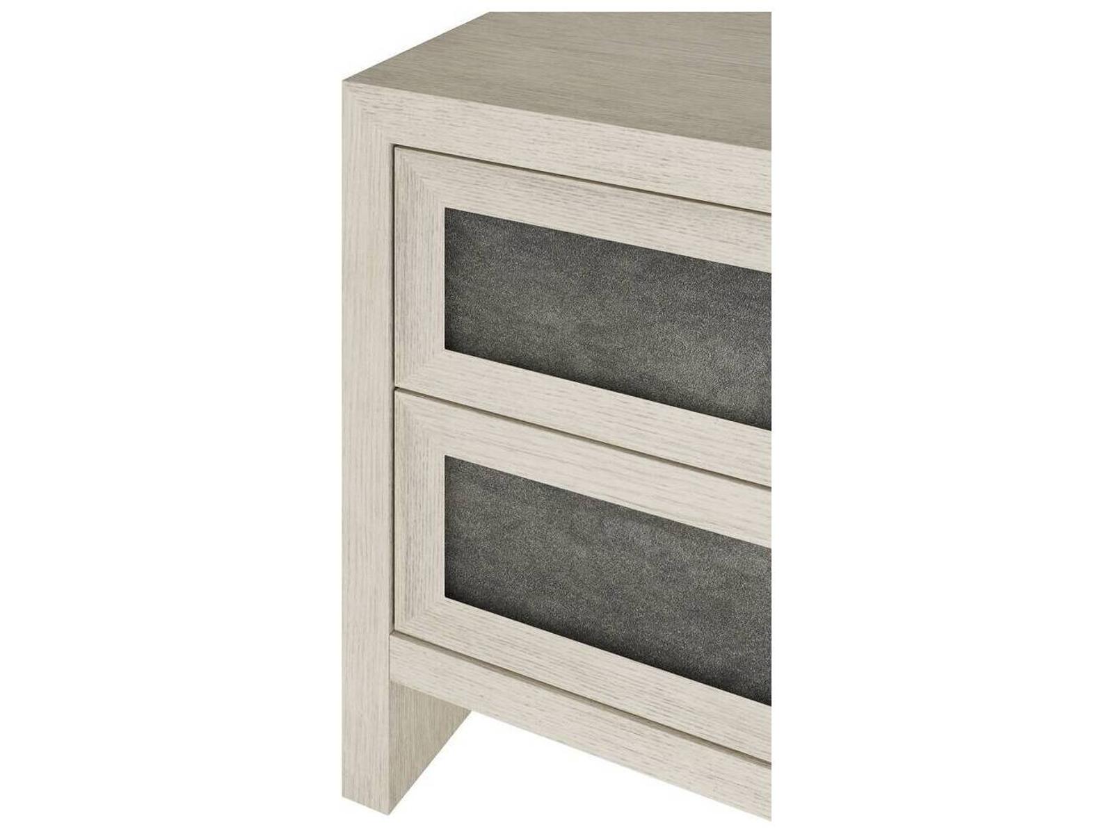Burnett Rectangle Side Table with Suede Panels and Smoke Finish