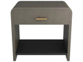 Buchanan Square Side Table in Graphite Leather and Antique Brass