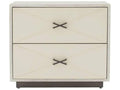 Hartzel Side Table with Ivory Leather Drawers and Smoke Oak Wood