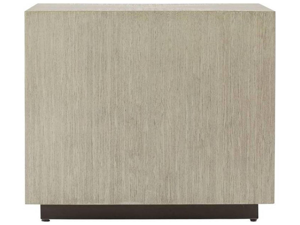 Hartzel Side Table with Ivory Leather Drawers and Smoke Oak Wood