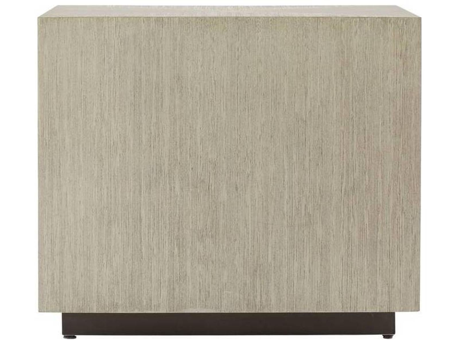 Hartzel Side Table with Ivory Leather Drawers and Smoke Oak Wood