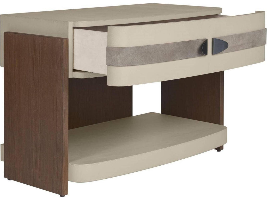 Rectangular Faux Leather Gray Brown End Table