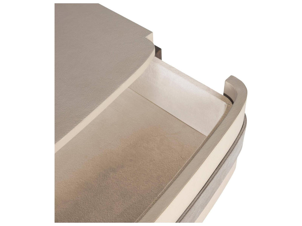 Rectangular Faux Leather Gray Brown End Table