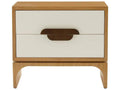 Kianna Rectangle Side Table in Oyster and White with Heritage Brass