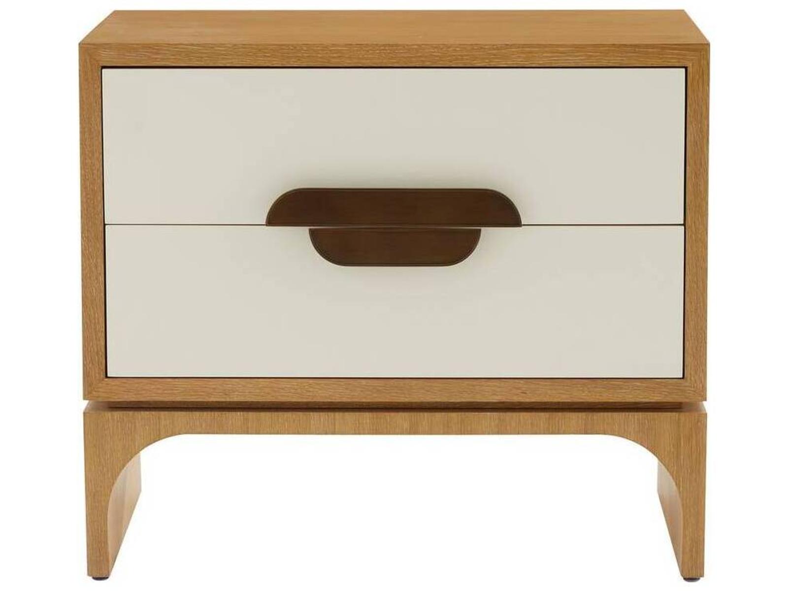 Kianna Rectangle Side Table in Oyster and White with Heritage Brass