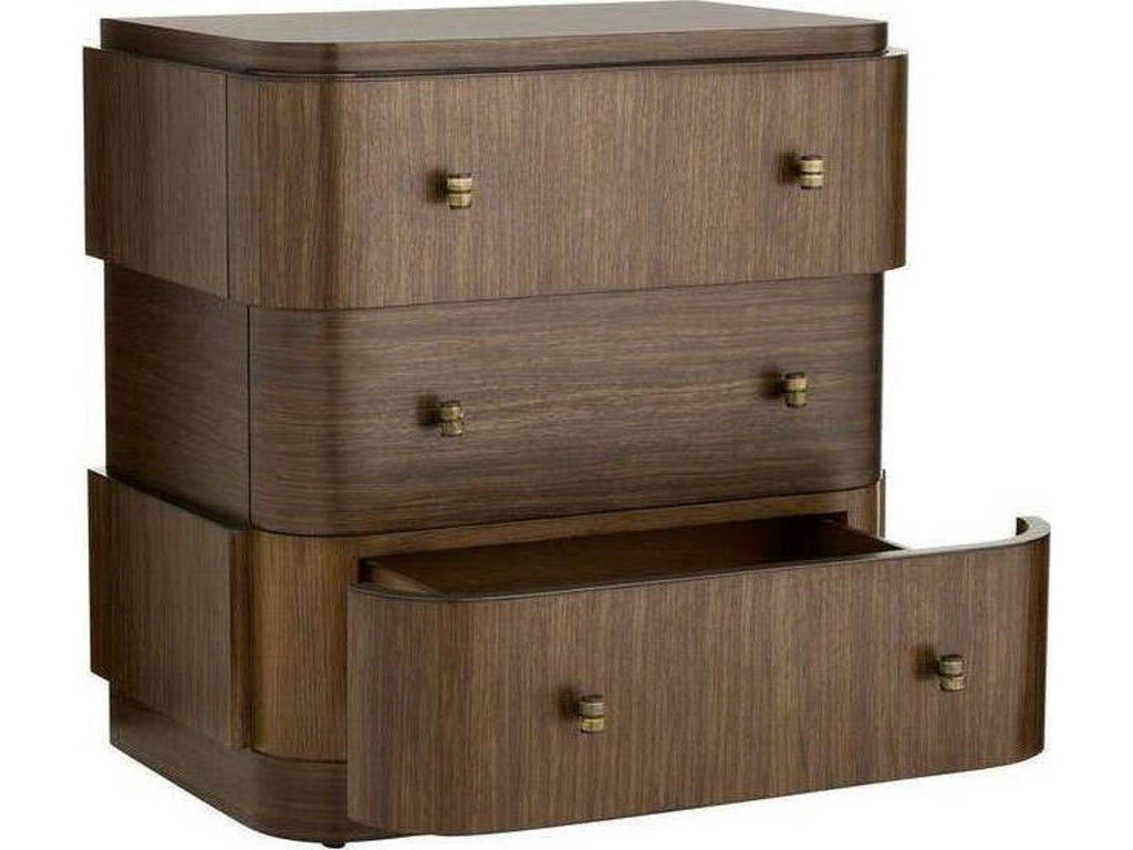 Jacques Rectangle End Side Table Brindle Ofram Veneer with Faux Horn Pulls
