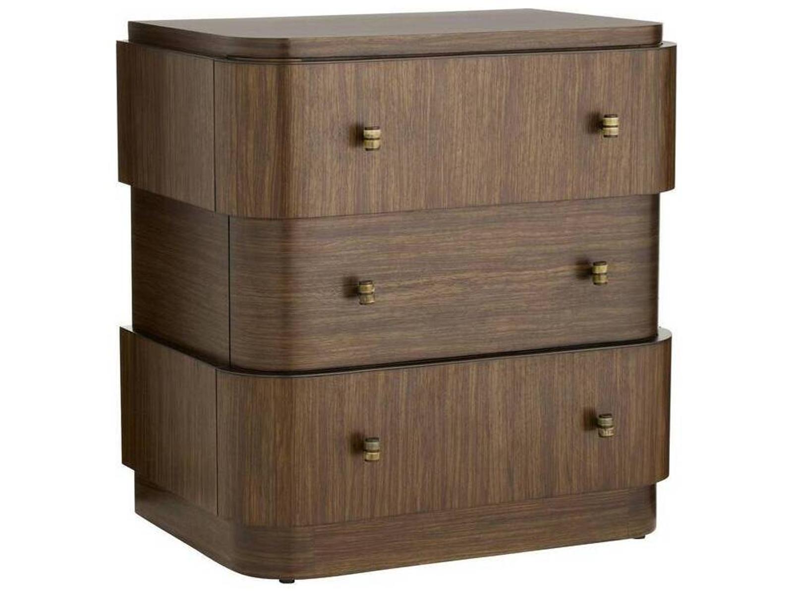 Jacques Rectangle End Side Table Brindle Ofram Veneer with Faux Horn Pulls