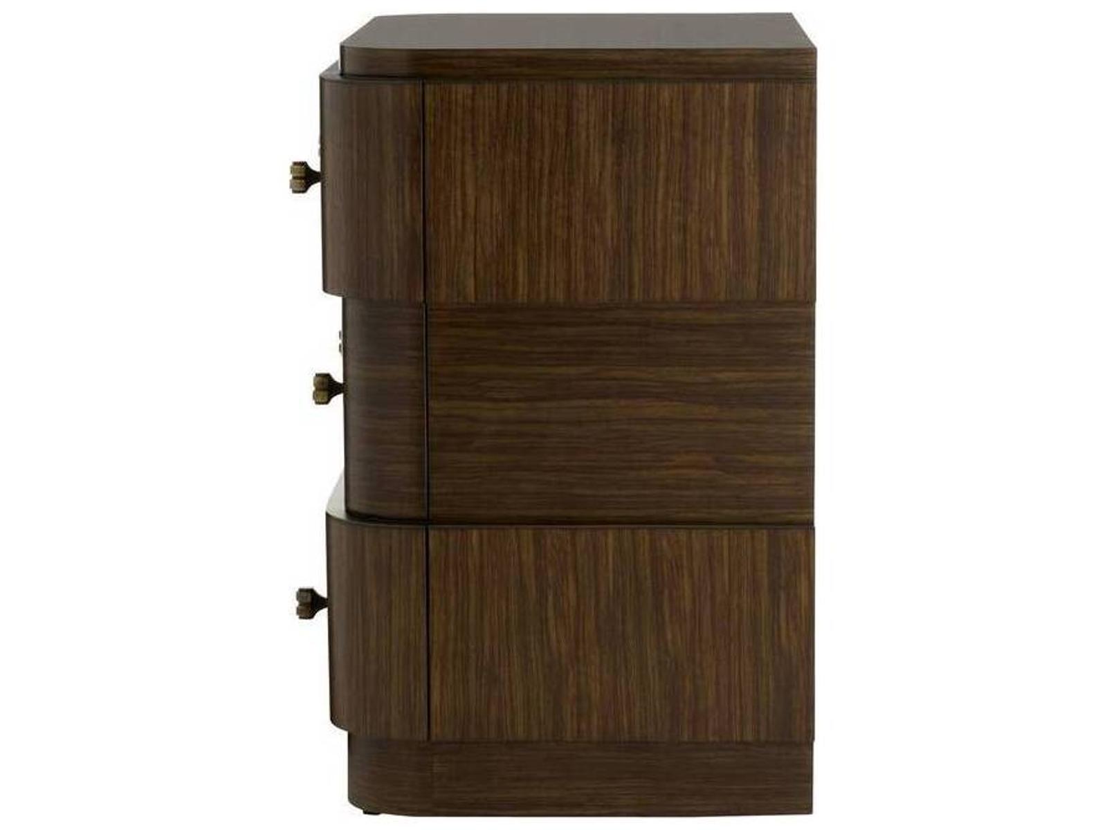 Jacques Rectangle End Side Table Brindle Ofram Veneer with Faux Horn Pulls