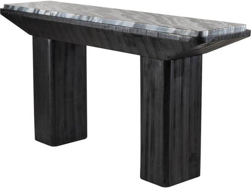 Elio Rectangle Console Table in Galaxy Marble and Ebony Mango Wood