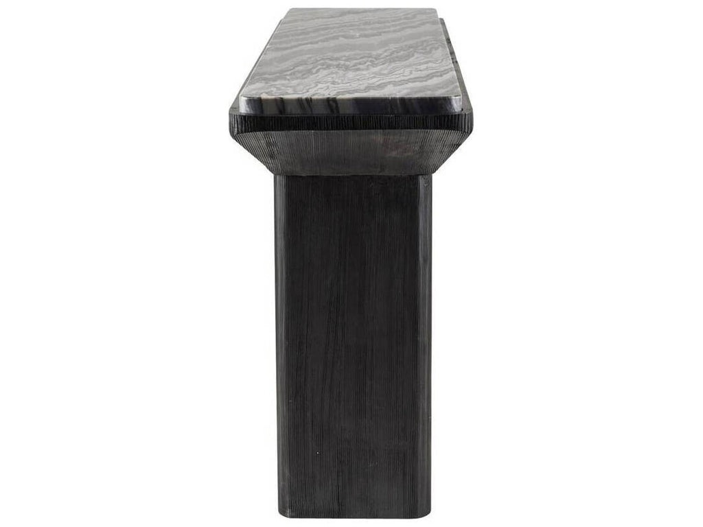 Elio Rectangle Console Table in Galaxy Marble and Ebony Mango Wood