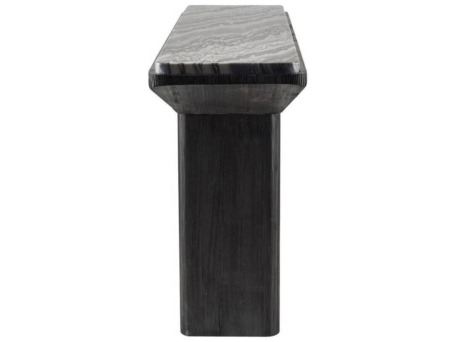 Elio Rectangle Console Table in Galaxy Marble and Ebony Mango Wood