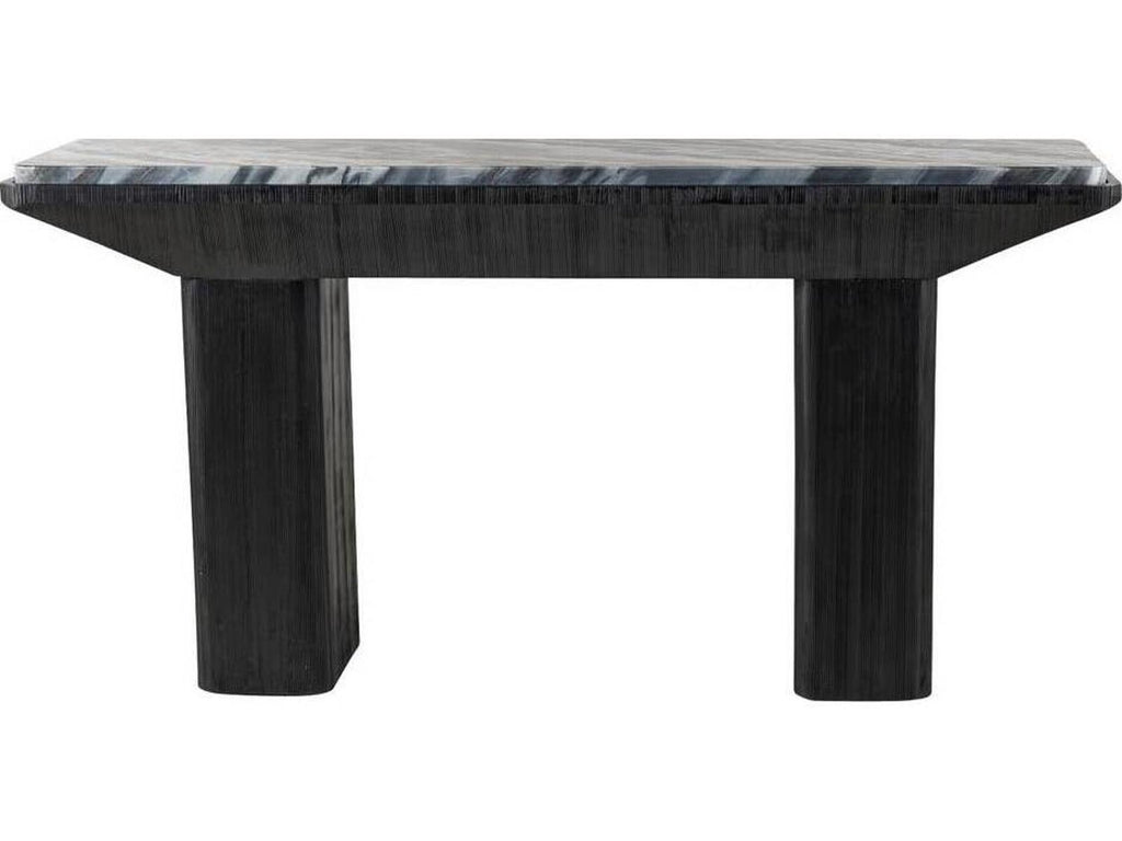 Elio Rectangle Console Table in Galaxy Marble and Ebony Mango Wood