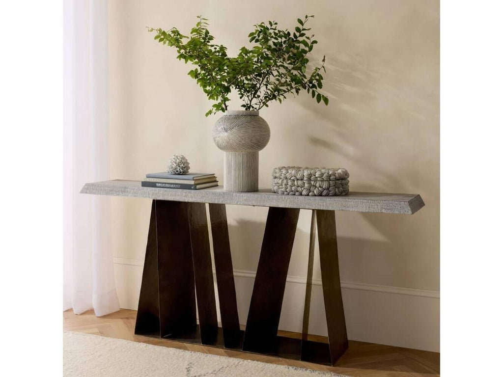 Gladstone Rectangle Console Table in Smoke Mango Wood and Carbon Iron
