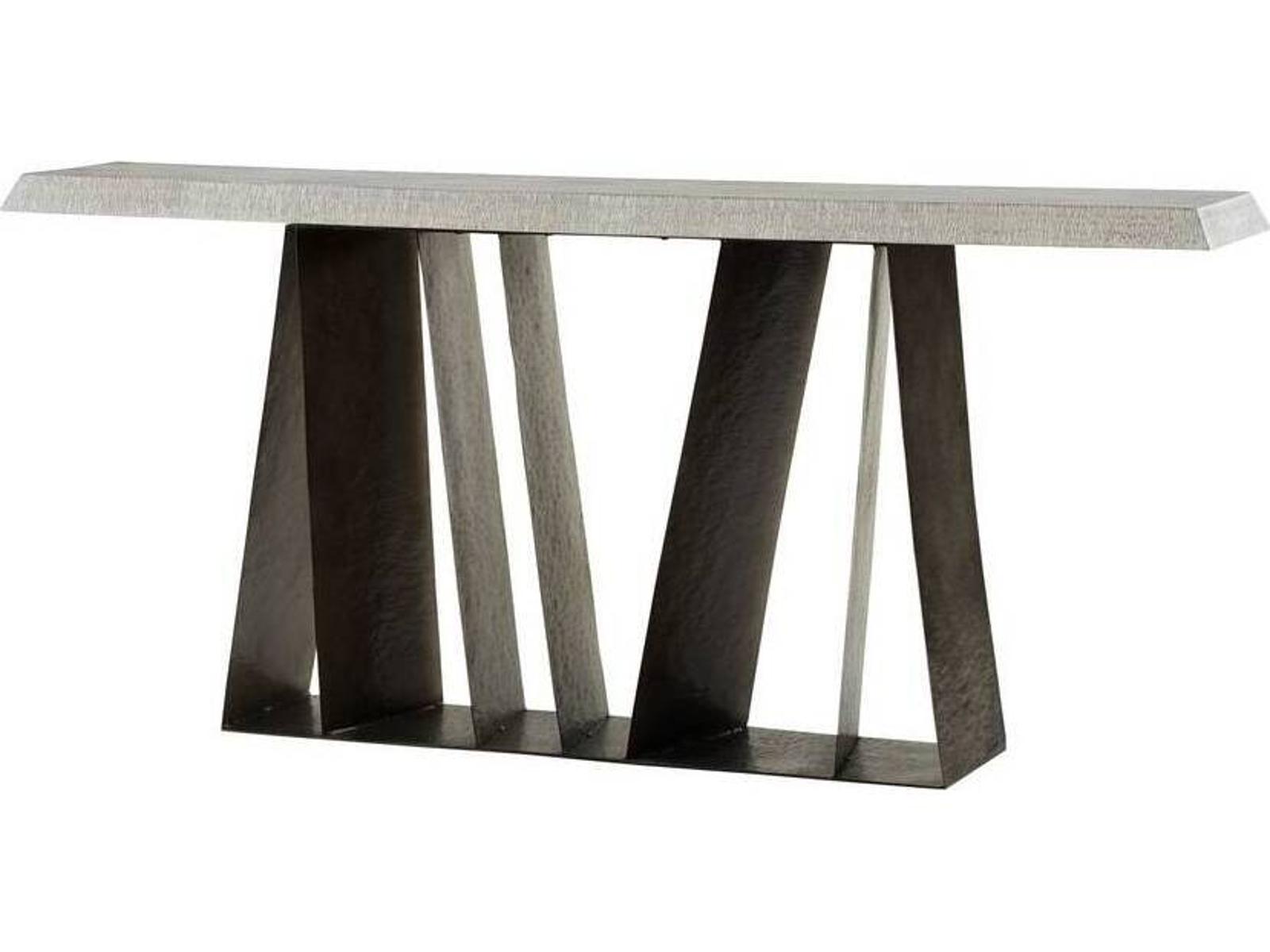 Gladstone Rectangle Console Table in Smoke Mango Wood and Carbon Iron