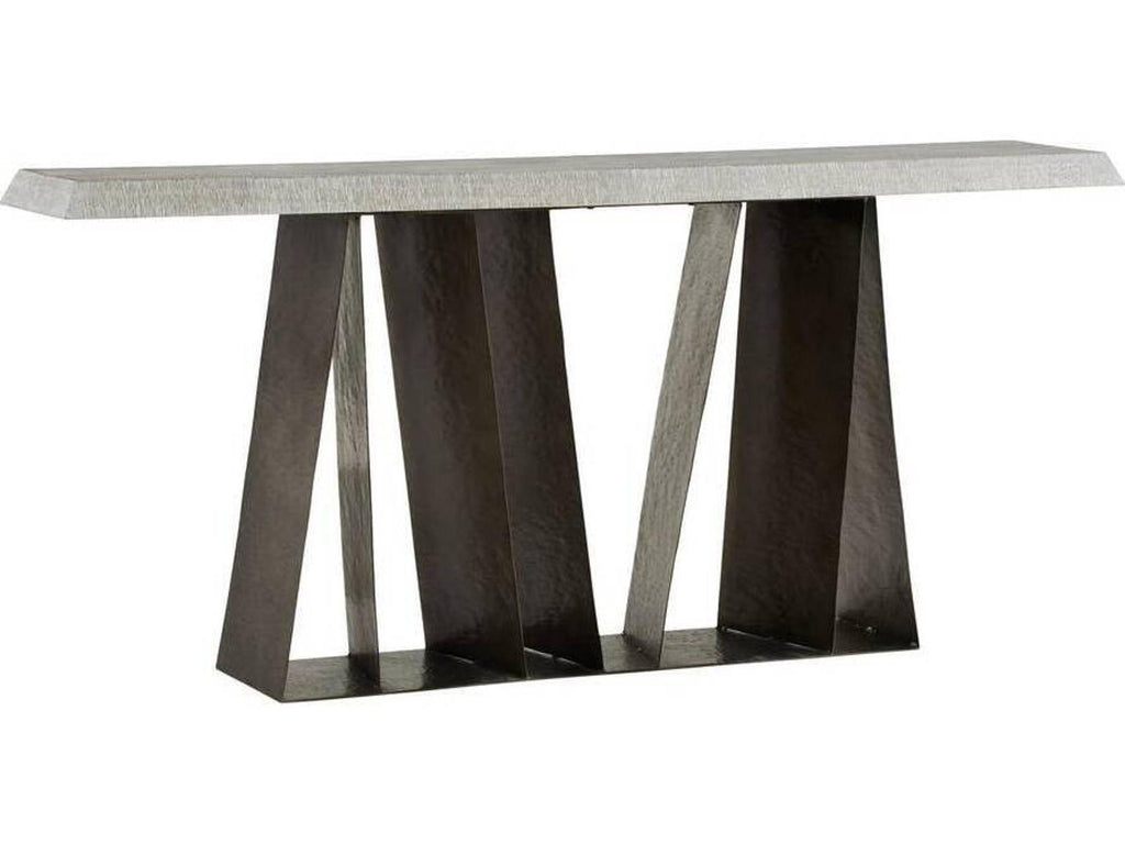 Gladstone Rectangle Console Table in Smoke Mango Wood and Carbon Iron