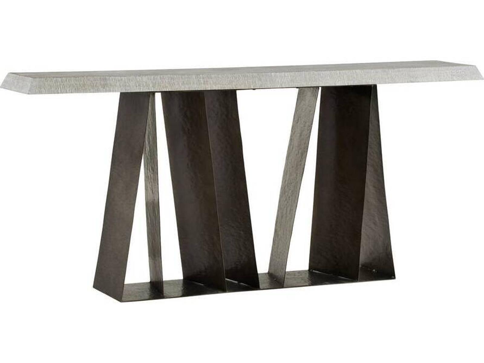 Gladstone Rectangle Console Table in Smoke Mango Wood and Carbon Iron