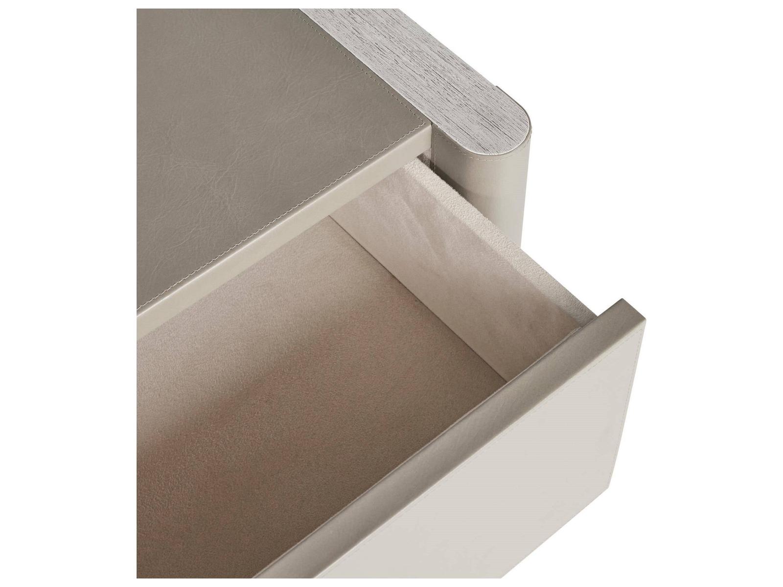 Rectangular Faux Leather Gray End Table