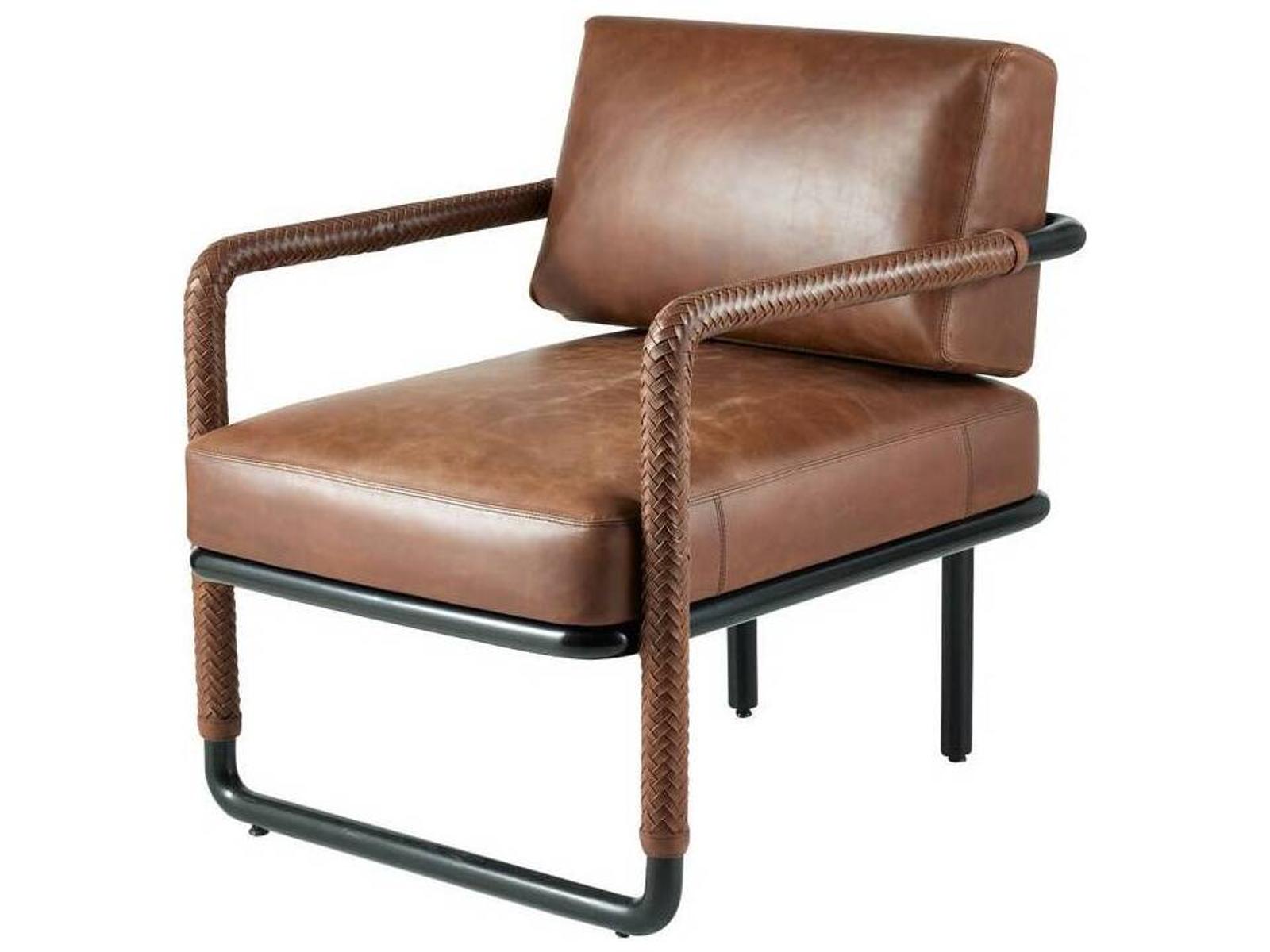 Durham Cognac Leather and Blackened Bronze Accent Chair