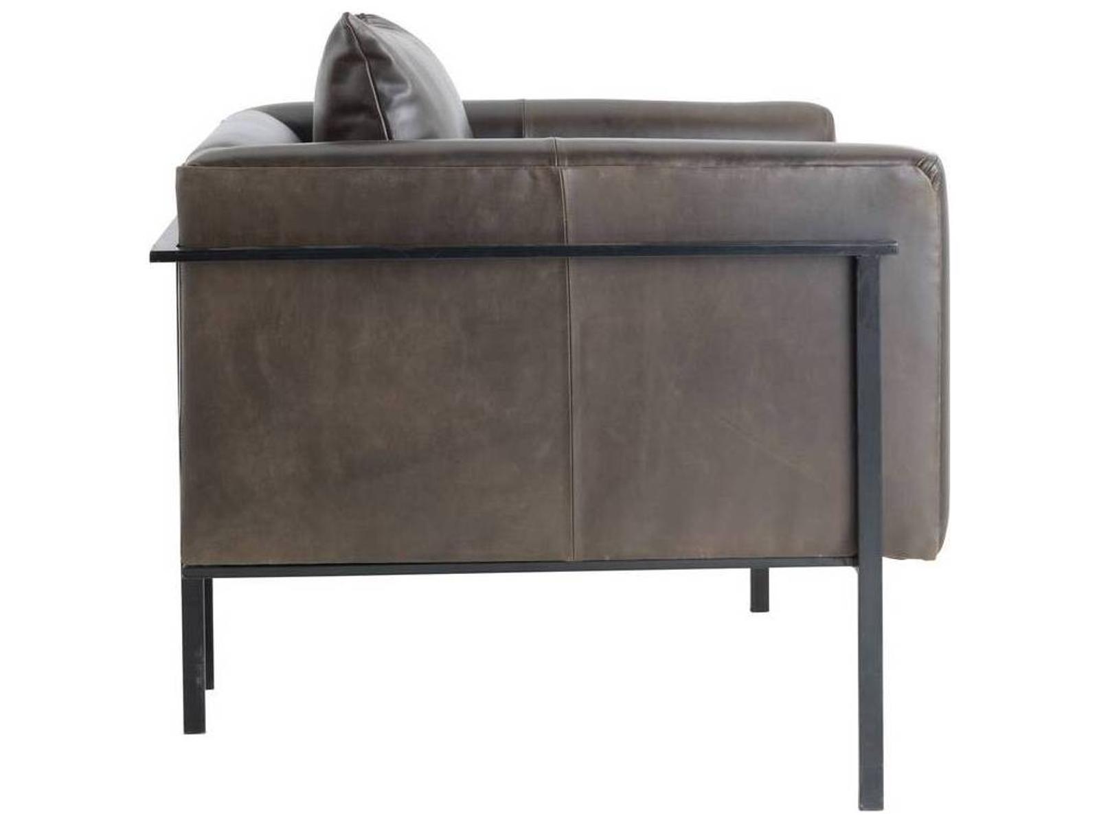 Giroud Ore Leather and Blackened Iron Accent Chair