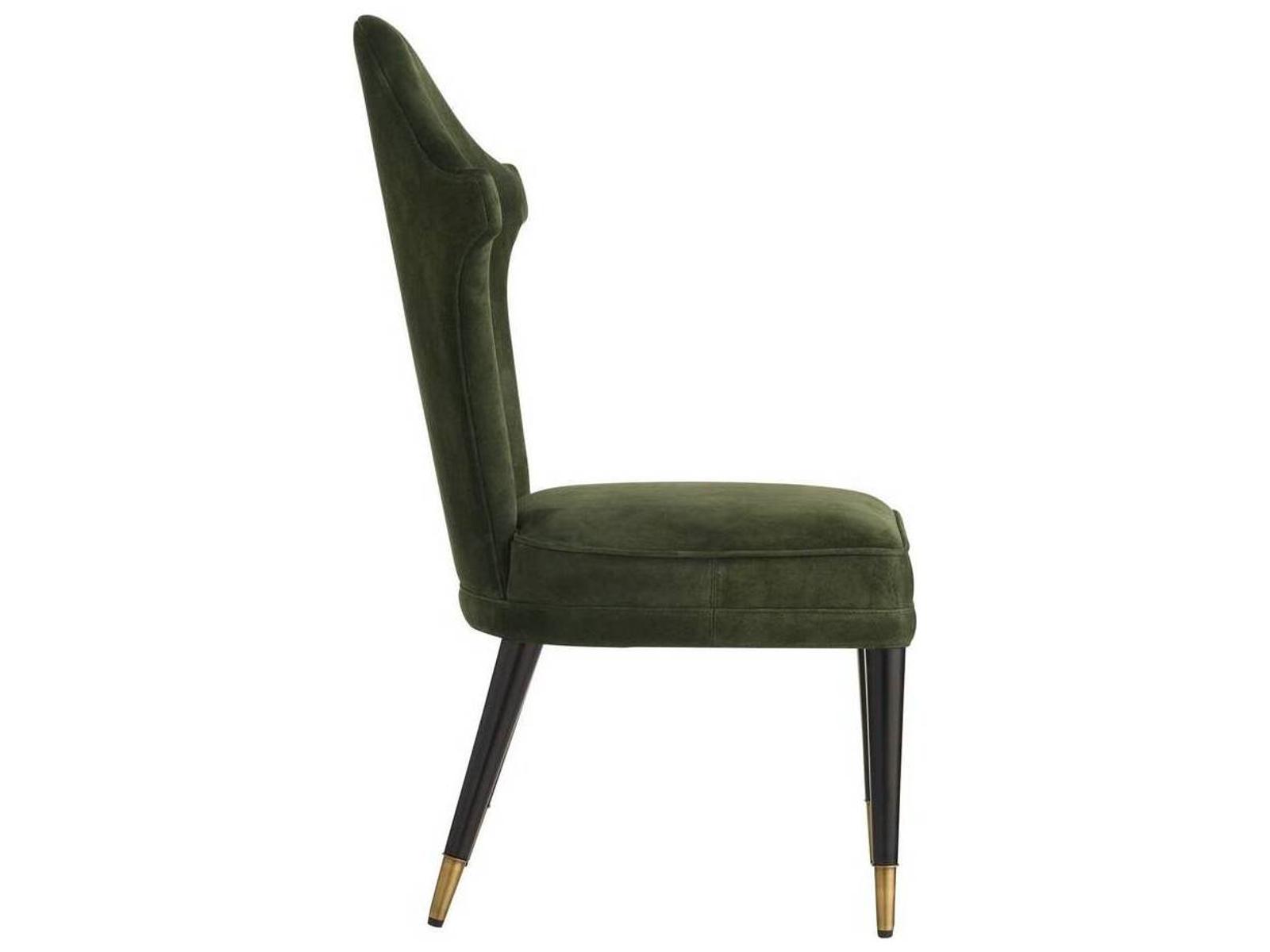 Lincoln Armless Dining Side Chair in Forest Suede and Ebony