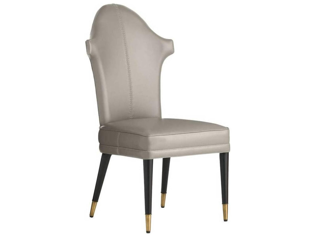 Lincoln Armless Dining Chair in Morel Aniline Leather and Ebony Beech Wood