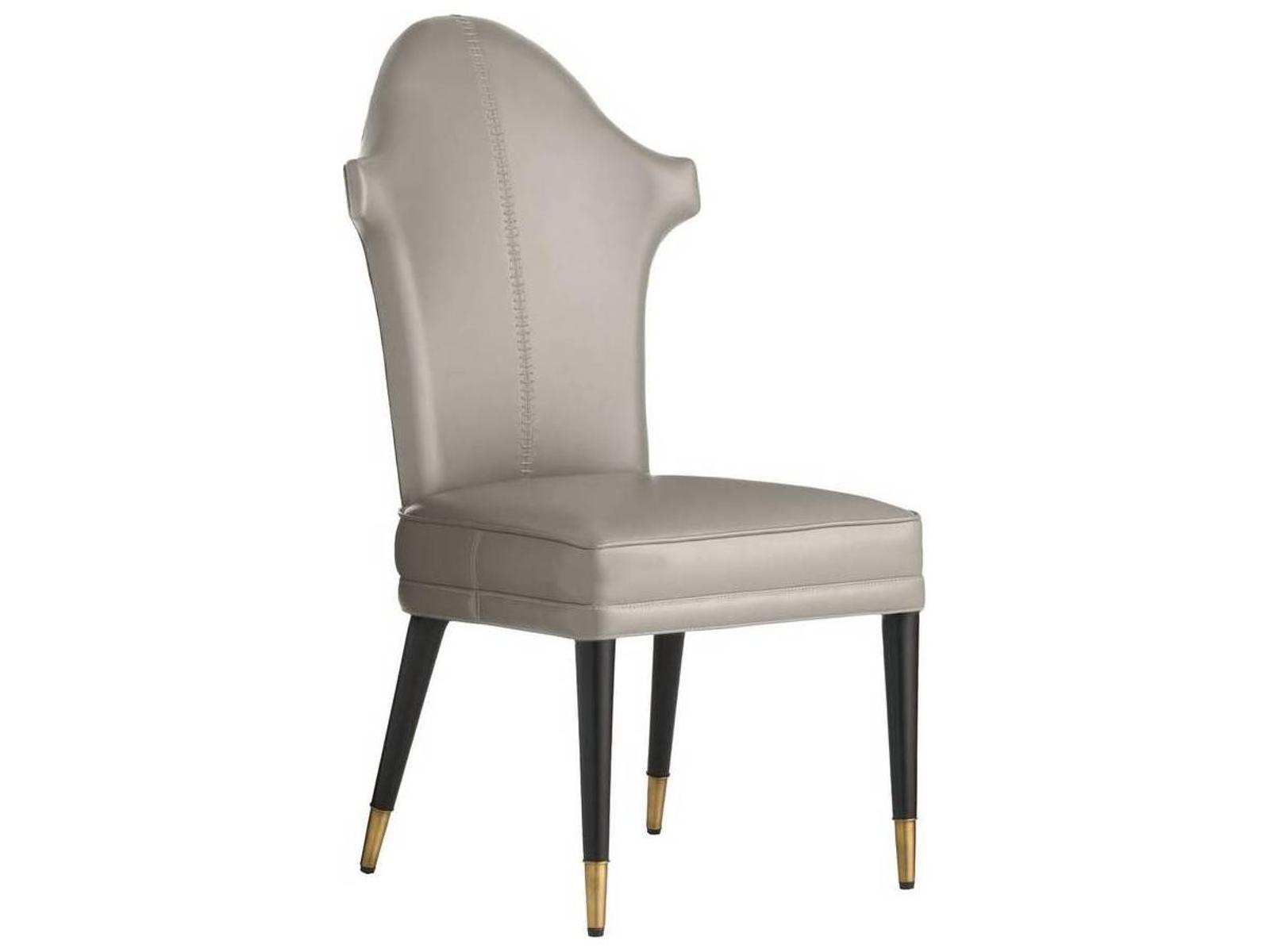 Lincoln Armless Dining Chair in Morel Aniline Leather and Ebony Beech Wood