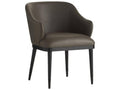 Hershel Upholstered Dining Armchair in Dim Gray Leather and Ebony