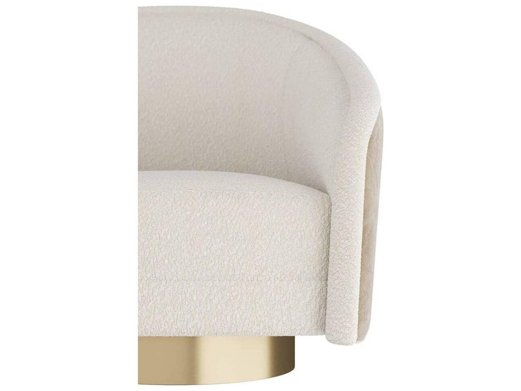 Aljona Swivel Accent Chair Cream Sherpa and Oyster Leather