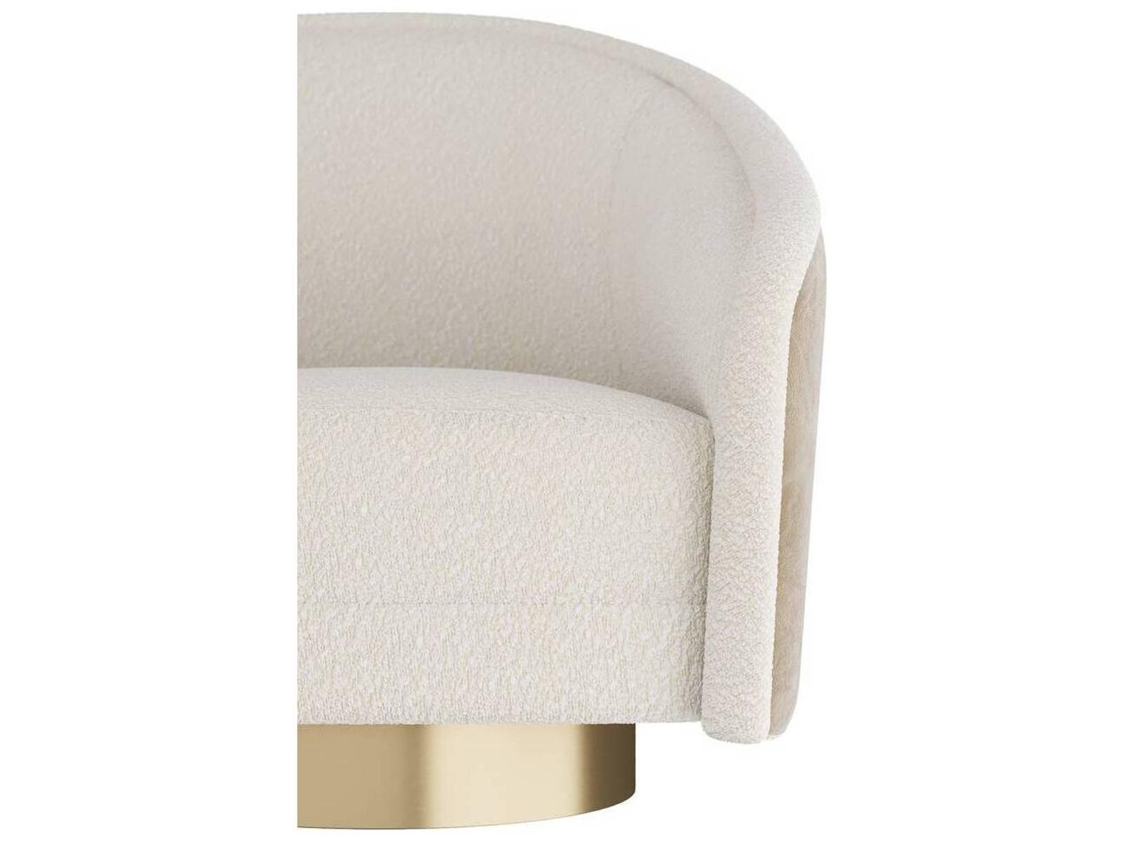 Aljona Swivel Accent Chair Cream Sherpa and Oyster Leather
