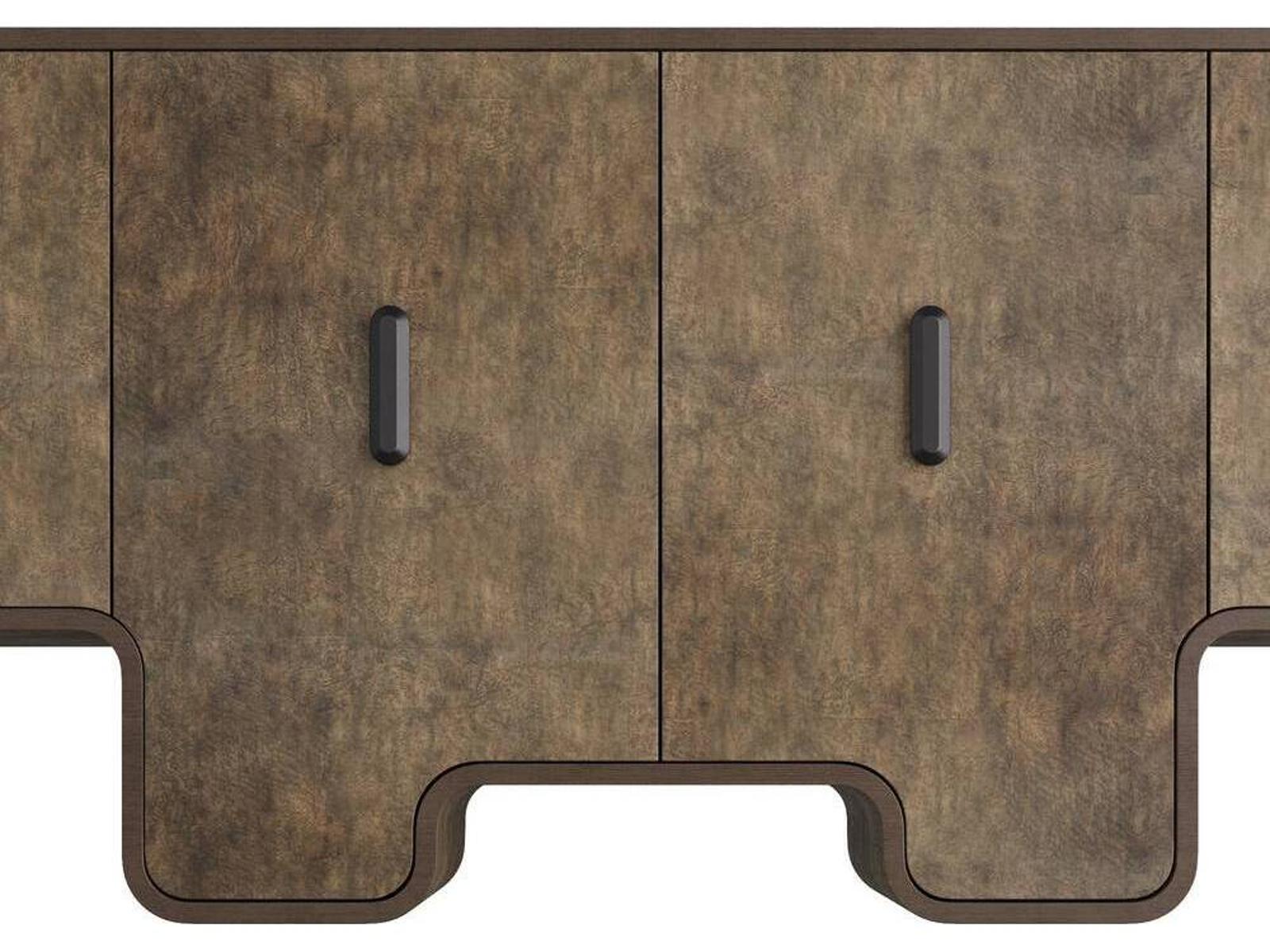 Arteriors Bruno Tortoise Burl Oak Veneer Credenza with Iron Handles